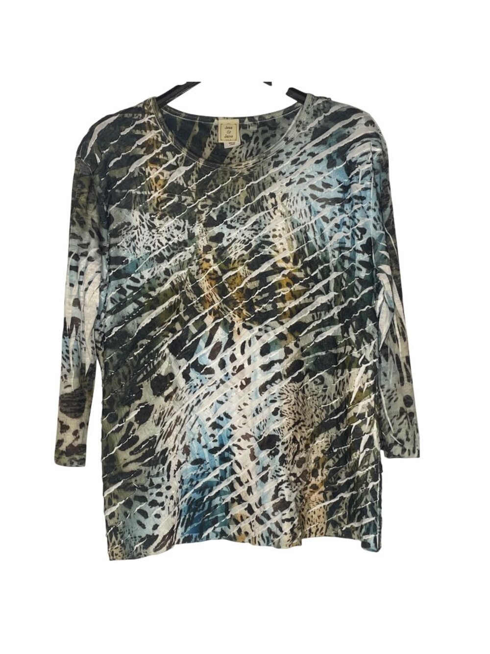 Jess & Jane Wild Icee Animal Print Layered Ruffle Top Sz LG Cheetah
